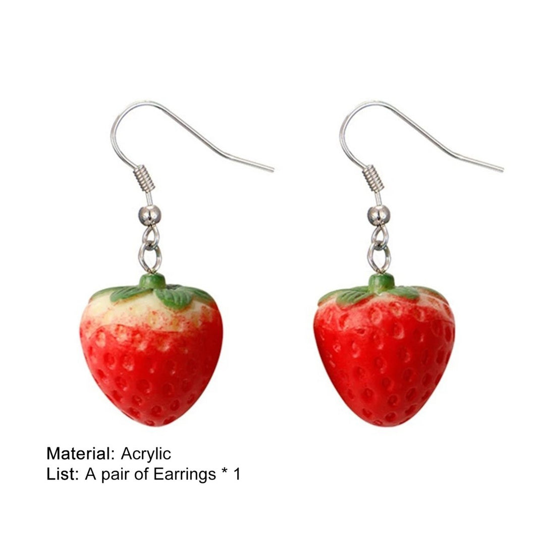 1 Pair Vivid Charming Red Dangle Earrings Lovely Fruit Strawberry Drop Hook Earrings Jewelry Acessories Image 12