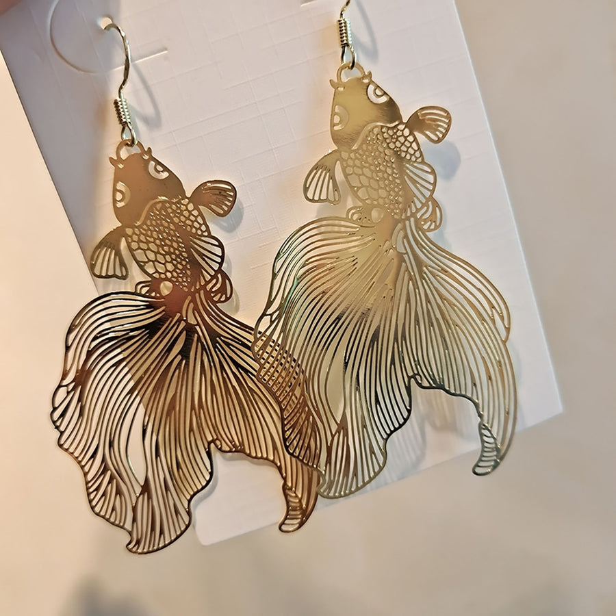1 Pair Piercing Vivid Alloy Women Earrings Chinese Style Goldfish Hook Earrings Jewelry Accessories Image 1