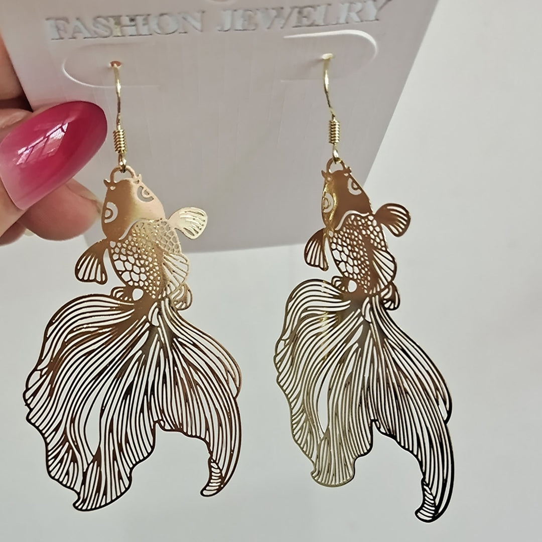 1 Pair Piercing Vivid Alloy Women Earrings Chinese Style Goldfish Hook Earrings Jewelry Accessories Image 7