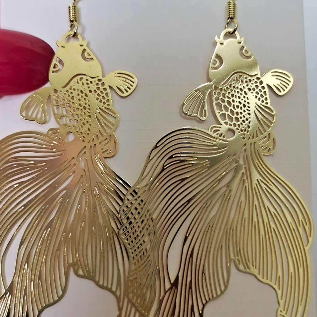 1 Pair Piercing Vivid Alloy Women Earrings Chinese Style Goldfish Hook Earrings Jewelry Accessories Image 8