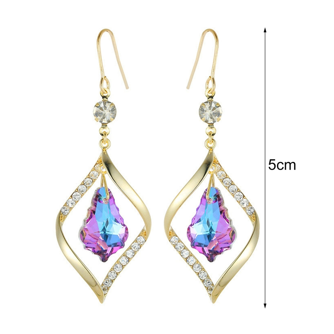 1 Pair Lady Dangle Earrings Rhombus Shape Shiny Rhinestone Exquisite Drop Earrings for Gift Image 6