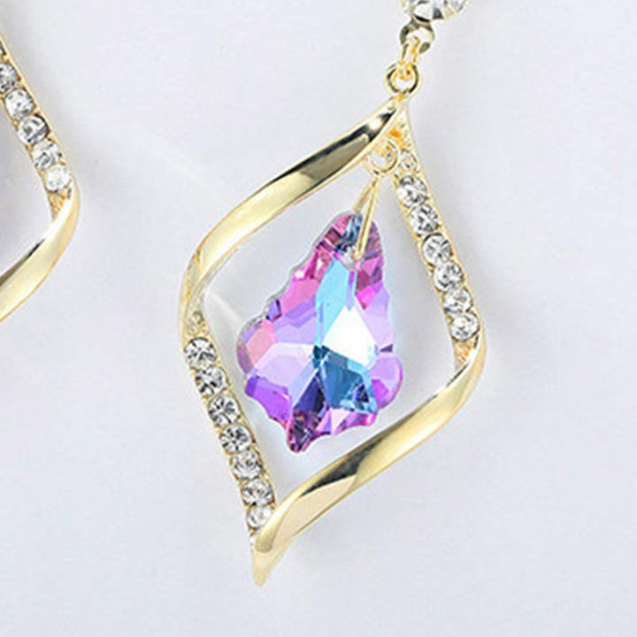 1 Pair Lady Dangle Earrings Rhombus Shape Shiny Rhinestone Exquisite Drop Earrings for Gift Image 8