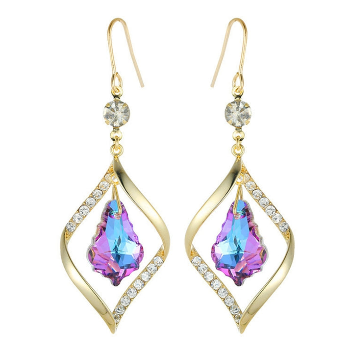 1 Pair Lady Dangle Earrings Rhombus Shape Shiny Rhinestone Exquisite Drop Earrings for Gift Image 11