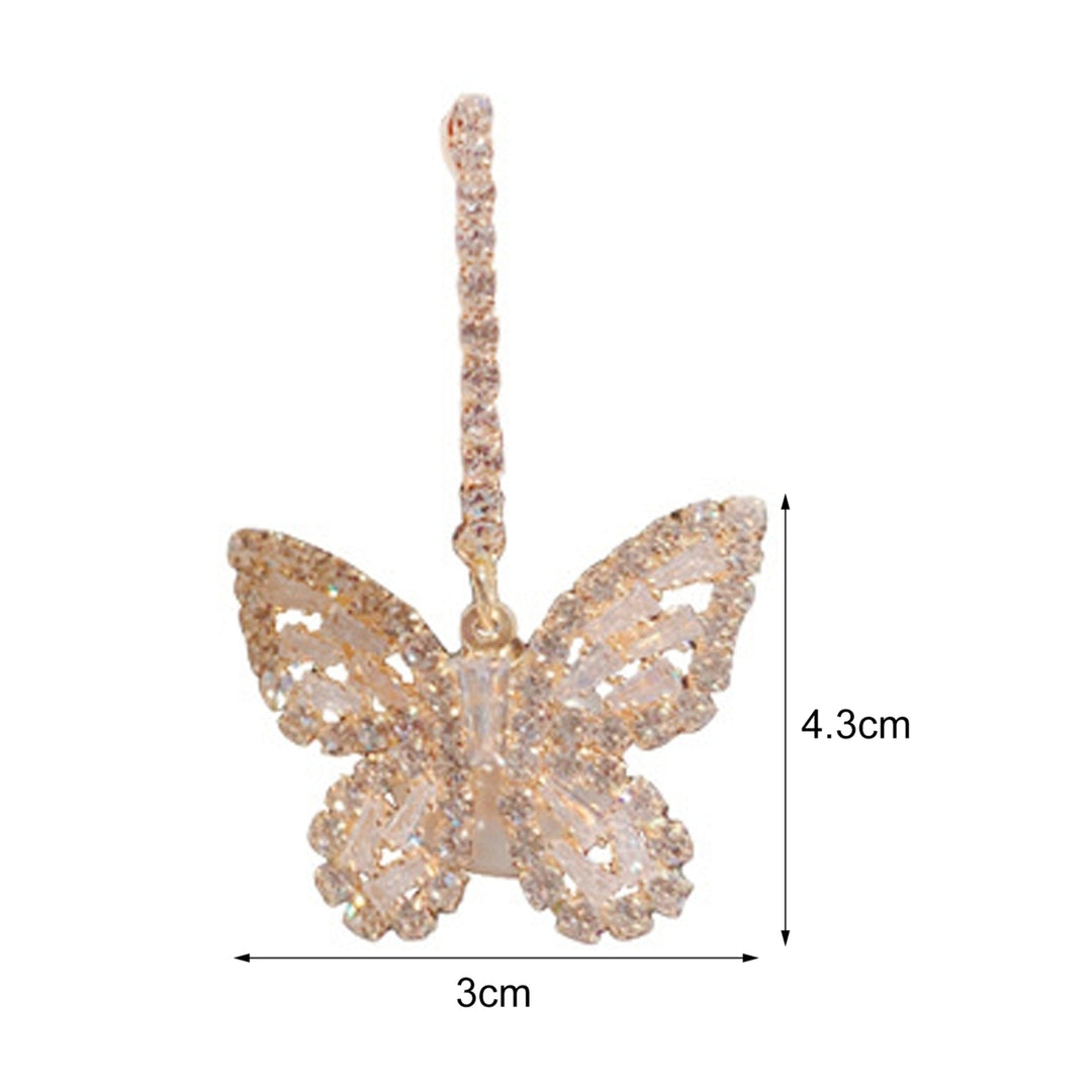 1 Pair Women Earrings Shiny Rhinestone Butterfly Shape Exquisite Dangle Earrings for Gift Image 6