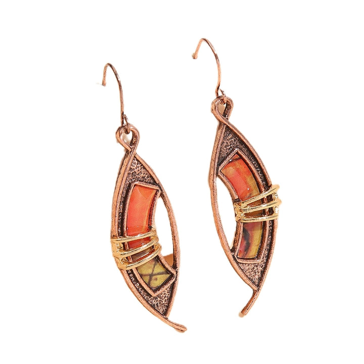 1 Pair Orange Stone Piercing Drop Earrings Skin-Touching Patchwork Color Hollow Asymmetric Hook Earrings Jewelry Image 8