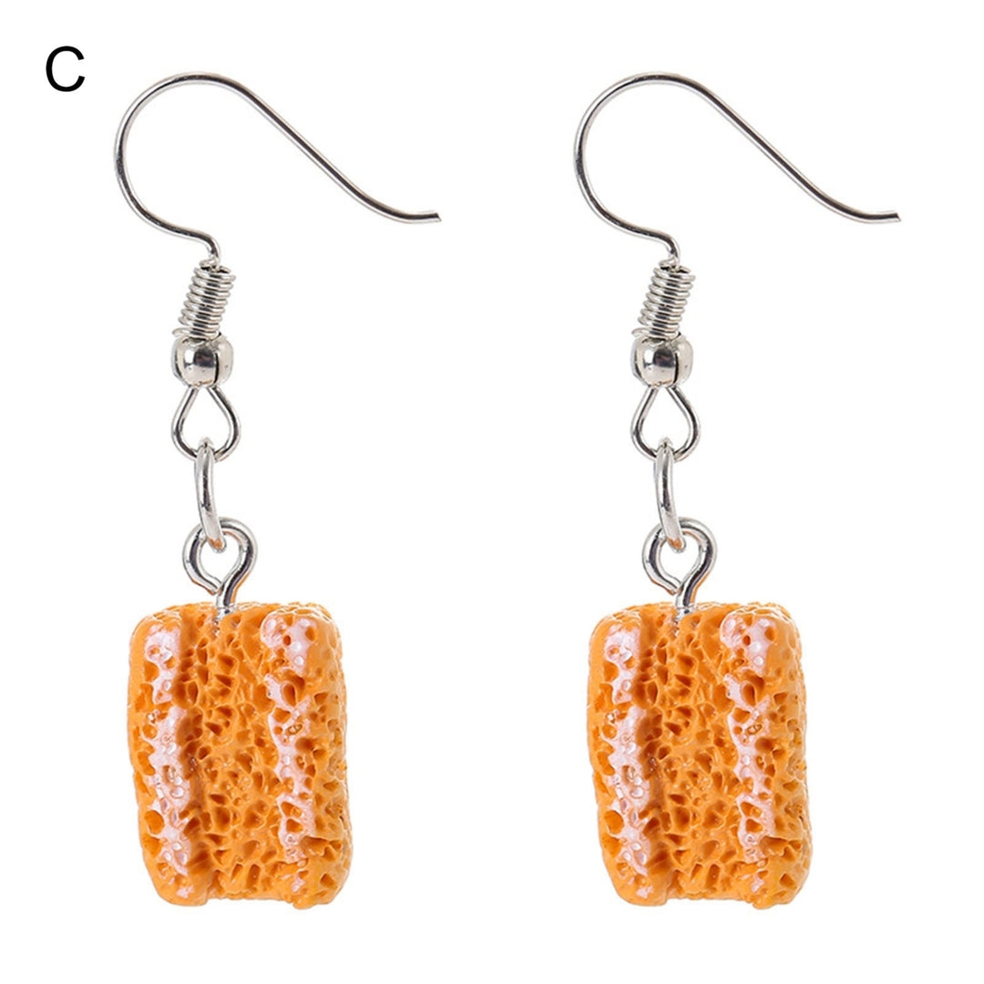 1 Pair Drop Earrings Bread Funny Jewelry Long Lasting Bright Luster Hook Earrings for Daily Wear Image 4