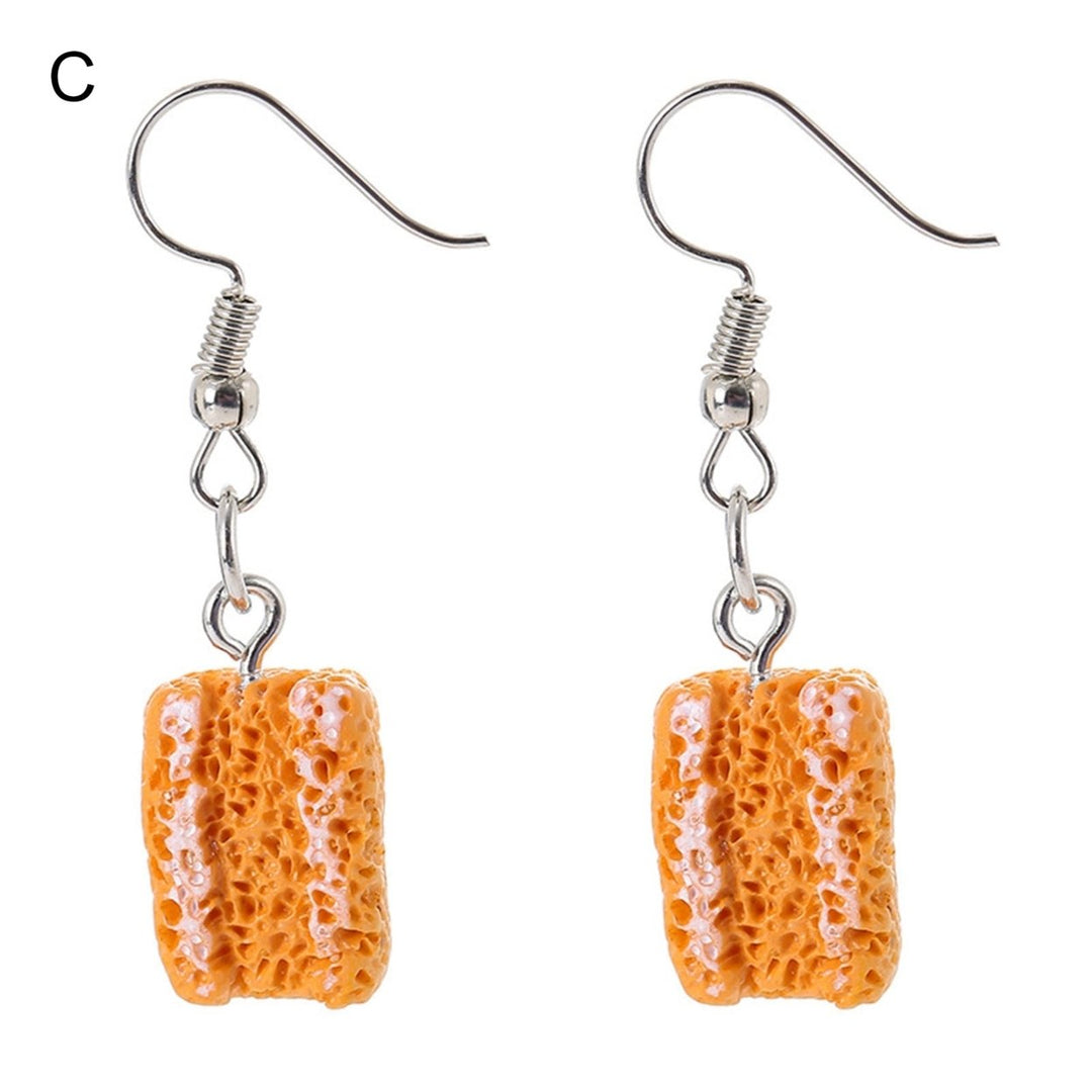 1 Pair Drop Earrings Bread Funny Jewelry Long Lasting Bright Luster Hook Earrings for Daily Wear Image 1