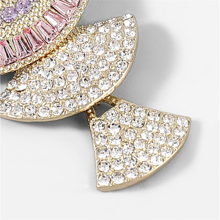 1 Pair Lady Earrings Shiny Rhinestone Inlaid Colorful Fan-shaped Long Dangle Earrings for Banquet Image 8