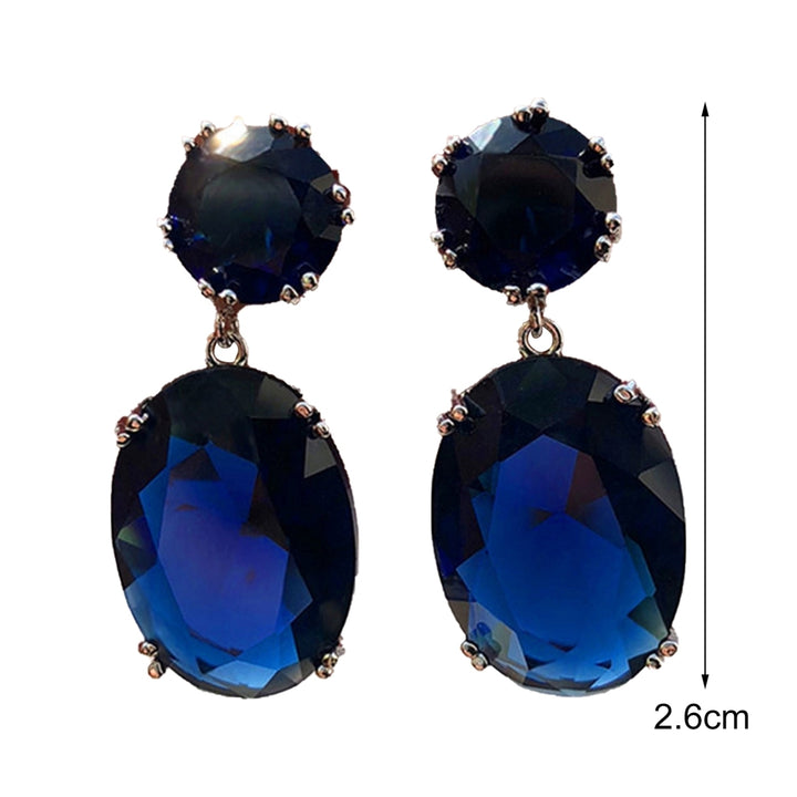 1 Pair Women Earrings Egg-shaped Cubic Zirconia Jewelry Electroplating Long Lasting Dangle Earrings for Banquet Image 6