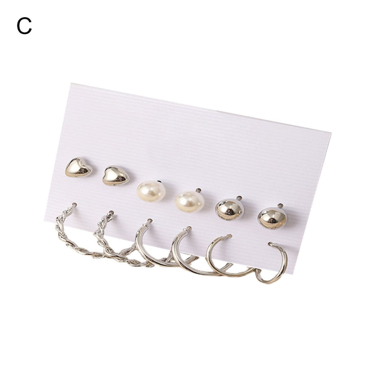 1 Set Piercing Ear Stud Set Irregular Geometric Imitation Pearl Ear Ring Kit for Holiday Image 4
