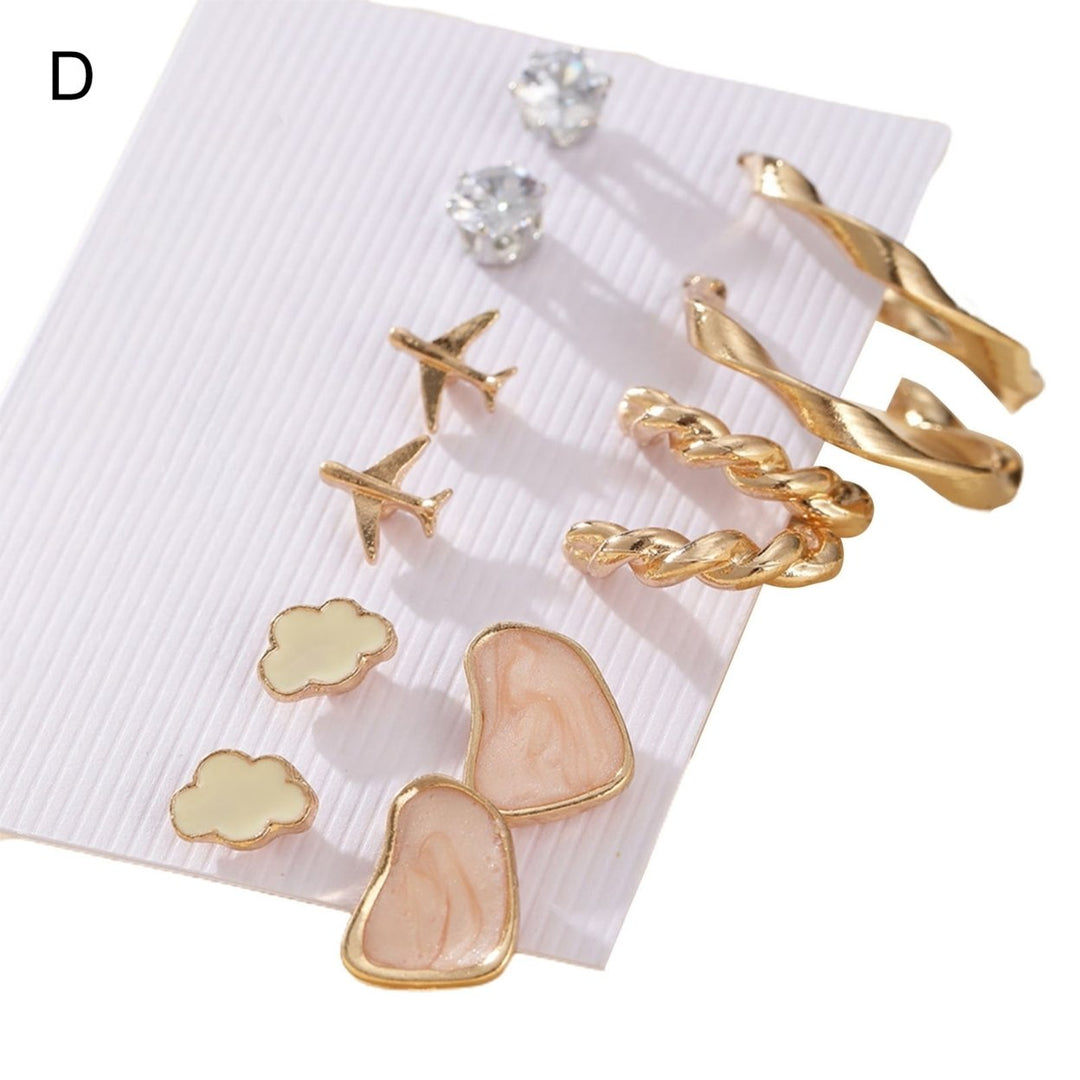 1 Set Piercing Ear Stud Set Irregular Geometric Imitation Pearl Ear Ring Kit for Holiday Image 1