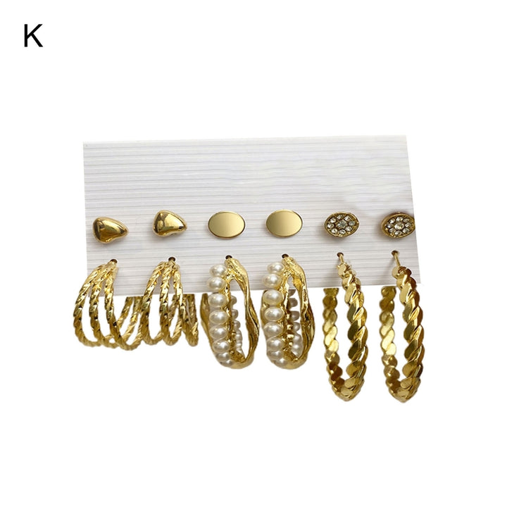 1 Set Piercing Ear Stud Set Irregular Geometric Imitation Pearl Ear Ring Kit for Holiday Image 9