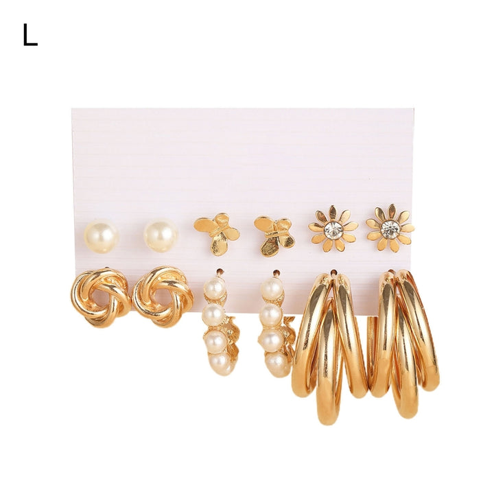 1 Set Piercing Ear Stud Set Irregular Geometric Imitation Pearl Ear Ring Kit for Holiday Image 10