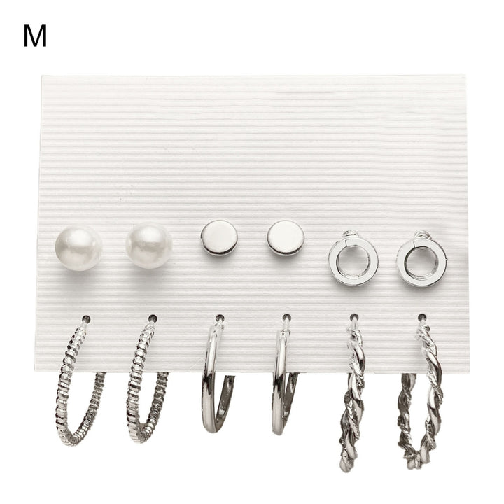 1 Set Piercing Ear Stud Set Irregular Geometric Imitation Pearl Ear Ring Kit for Holiday Image 11
