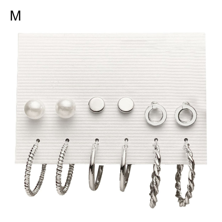 1 Set Piercing Ear Stud Set Irregular Geometric Imitation Pearl Ear Ring Kit for Holiday Image 1