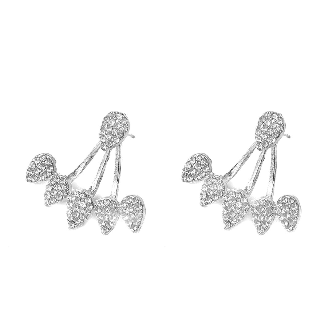 1 Pair Piercing Charming Women Earrings Front Rear Hanging Type Water Drop Rhinestone Ear Studs Jewelry Accessory Image 2