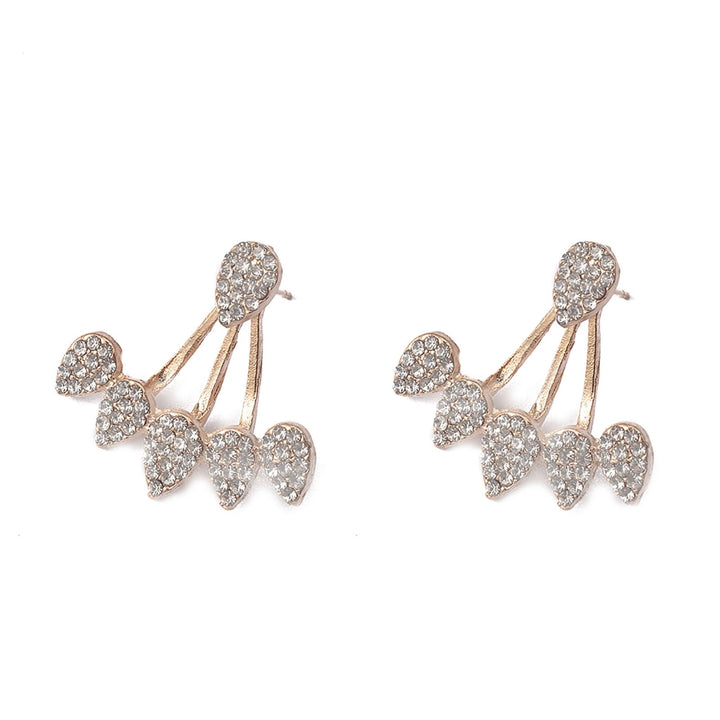 1 Pair Piercing Charming Women Earrings Front Rear Hanging Type Water Drop Rhinestone Ear Studs Jewelry Accessory Image 3