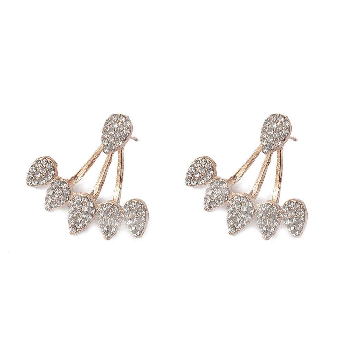 1 Pair Piercing Charming Women Earrings Front Rear Hanging Type Water Drop Rhinestone Ear Studs Jewelry Accessory Image 1