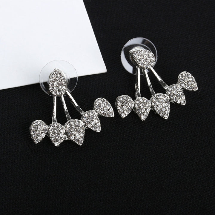 1 Pair Piercing Charming Women Earrings Front Rear Hanging Type Water Drop Rhinestone Ear Studs Jewelry Accessory Image 7