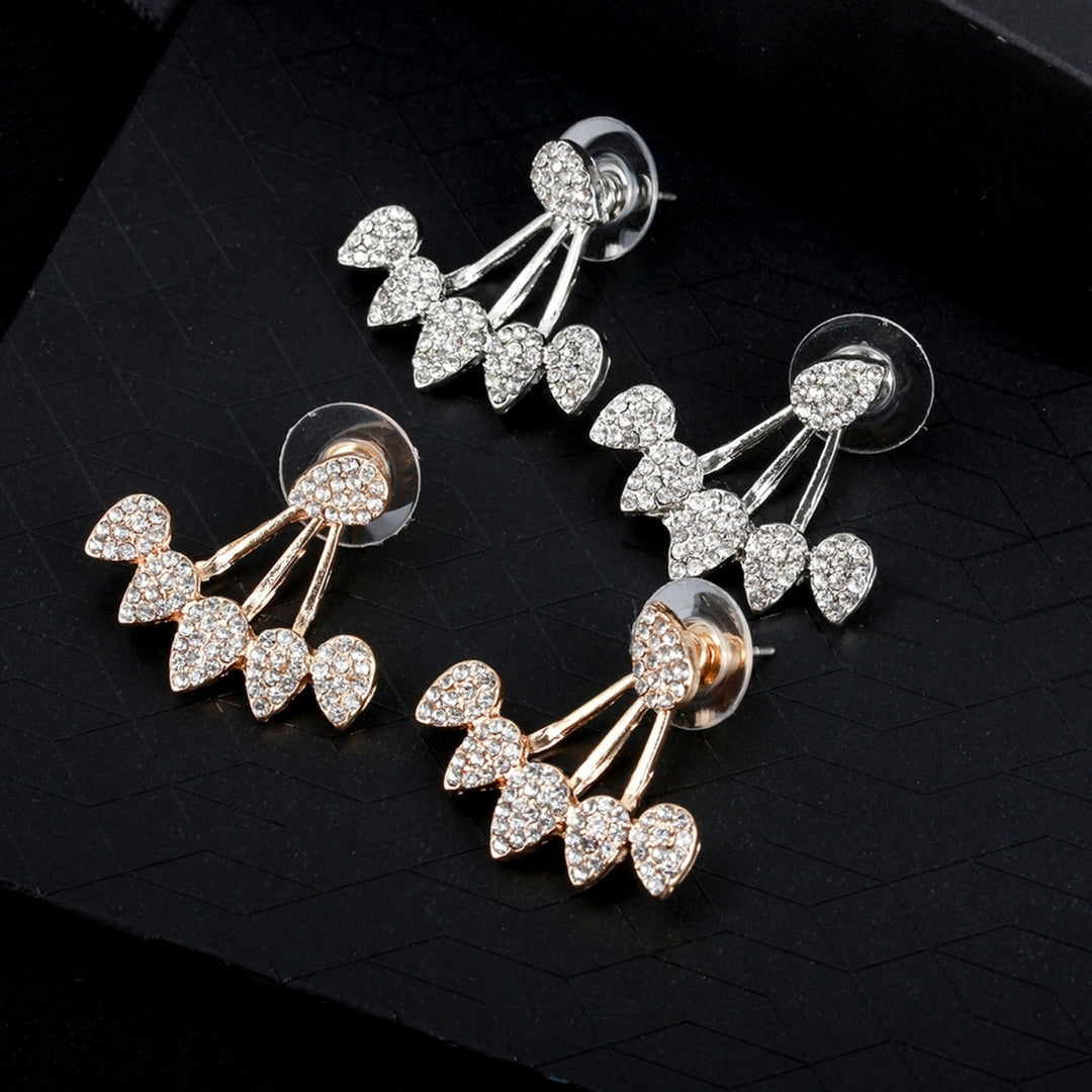 1 Pair Piercing Charming Women Earrings Front Rear Hanging Type Water Drop Rhinestone Ear Studs Jewelry Accessory Image 9