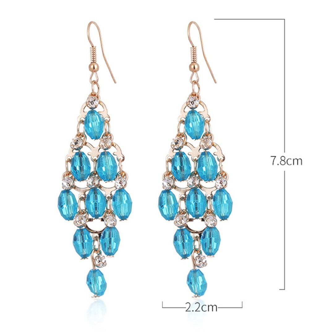 1 Pair Women Earrings Multi-layer Faux Crystal Rhombus Shape Eye-catching Dangle Earrings for Prom Image 12