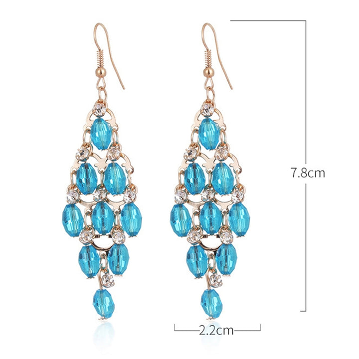 1 Pair Women Earrings Multi-layer Faux Crystal Rhombus Shape Eye-catching Dangle Earrings for Prom Image 12