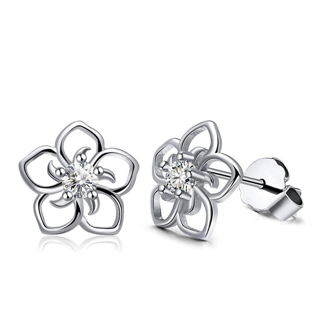 1 Pair Stud Earrings Flower Shape Rhinestones Jewelry Fashion Appearance Korean Style Ear Studs for Daily Wear Image 2