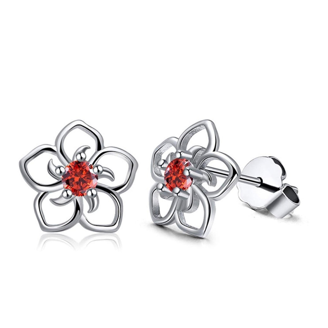 1 Pair Stud Earrings Flower Shape Rhinestones Jewelry Fashion Appearance Korean Style Ear Studs for Daily Wear Image 3