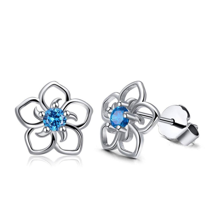 1 Pair Stud Earrings Flower Shape Rhinestones Jewelry Fashion Appearance Korean Style Ear Studs for Daily Wear Image 4