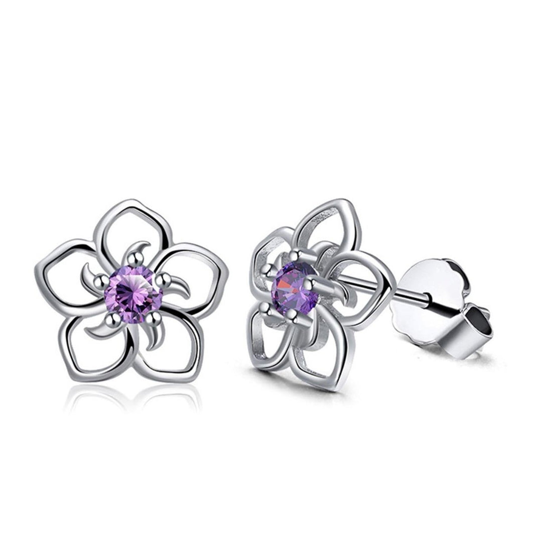 1 Pair Stud Earrings Flower Shape Rhinestones Jewelry Fashion Appearance Korean Style Ear Studs for Daily Wear Image 4