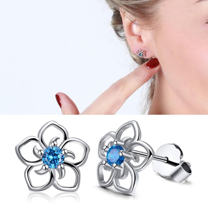1 Pair Stud Earrings Flower Shape Rhinestones Jewelry Fashion Appearance Korean Style Ear Studs for Daily Wear Image 6
