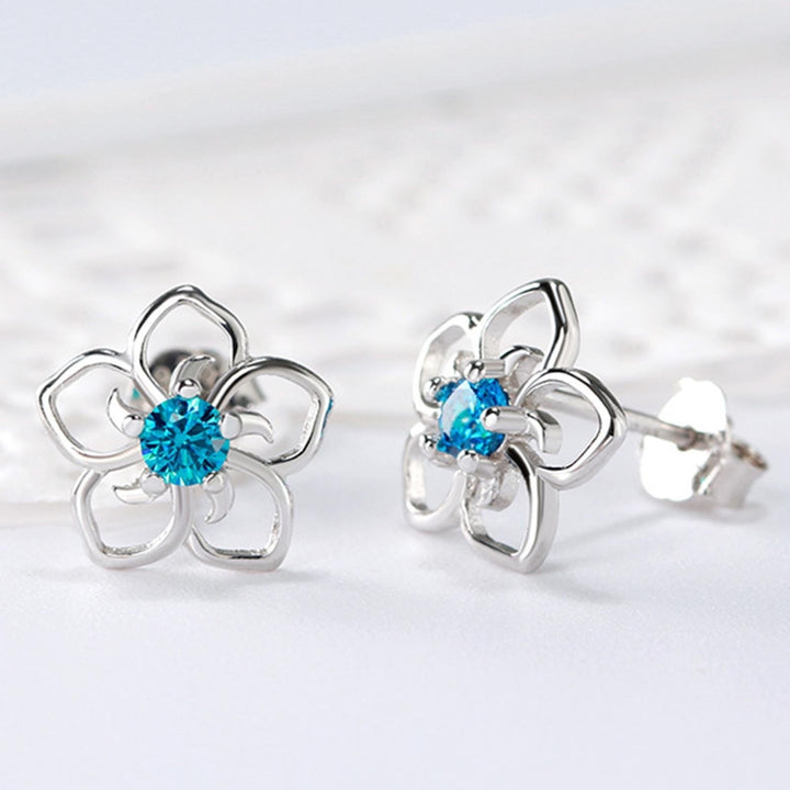 1 Pair Stud Earrings Flower Shape Rhinestones Jewelry Fashion Appearance Korean Style Ear Studs for Daily Wear Image 7