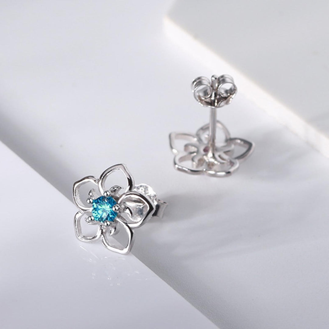 1 Pair Stud Earrings Flower Shape Rhinestones Jewelry Fashion Appearance Korean Style Ear Studs for Daily Wear Image 8