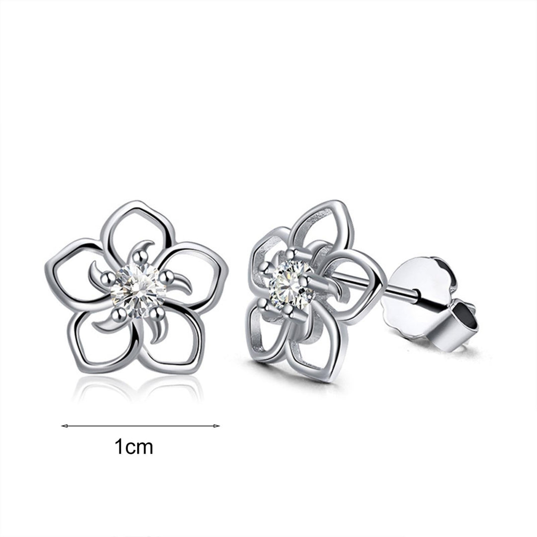 1 Pair Stud Earrings Flower Shape Rhinestones Jewelry Fashion Appearance Korean Style Ear Studs for Daily Wear Image 10