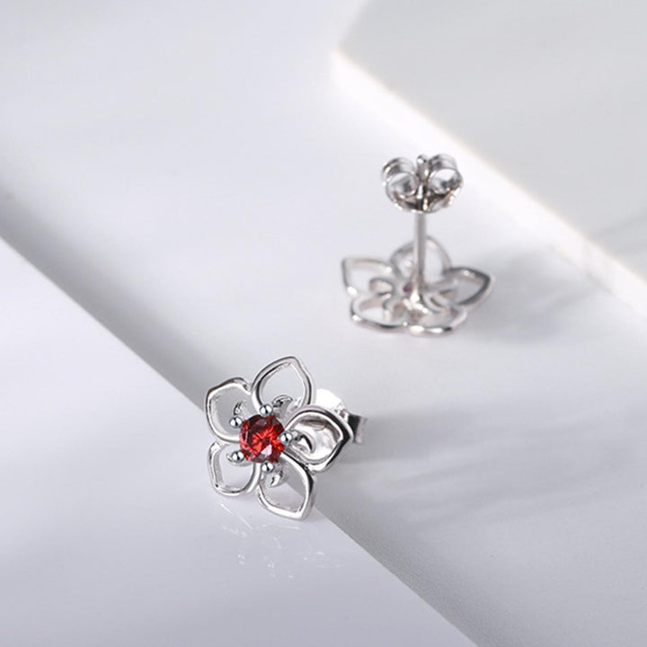 1 Pair Stud Earrings Flower Shape Rhinestones Jewelry Fashion Appearance Korean Style Ear Studs for Daily Wear Image 12