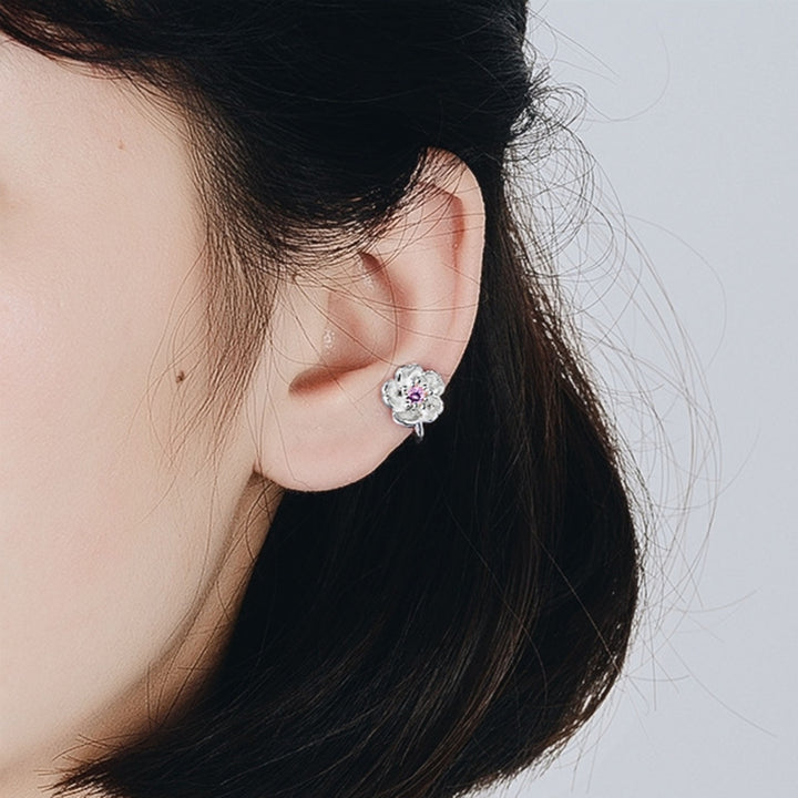 1 Pair Stud Earrings Cherry Rhinestone Jewelry Fashion Appearance Korean Style Ear Studs for Daily Wear Image 4