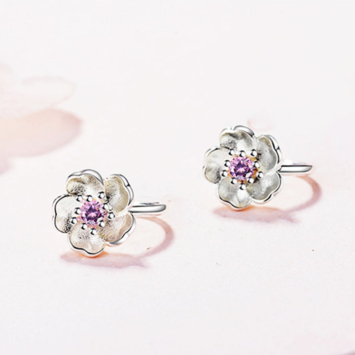 1 Pair Stud Earrings Cherry Rhinestone Jewelry Fashion Appearance Korean Style Ear Studs for Daily Wear Image 7