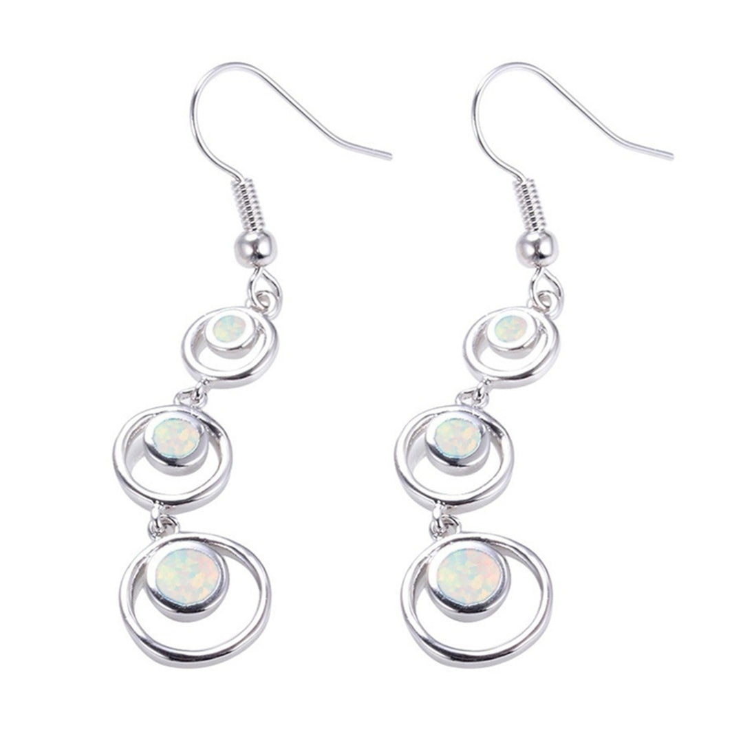 1 Pair Women Earrings Long Symmetric Round Hoop Eye-catching Dangle Earrings for Prom Image 2