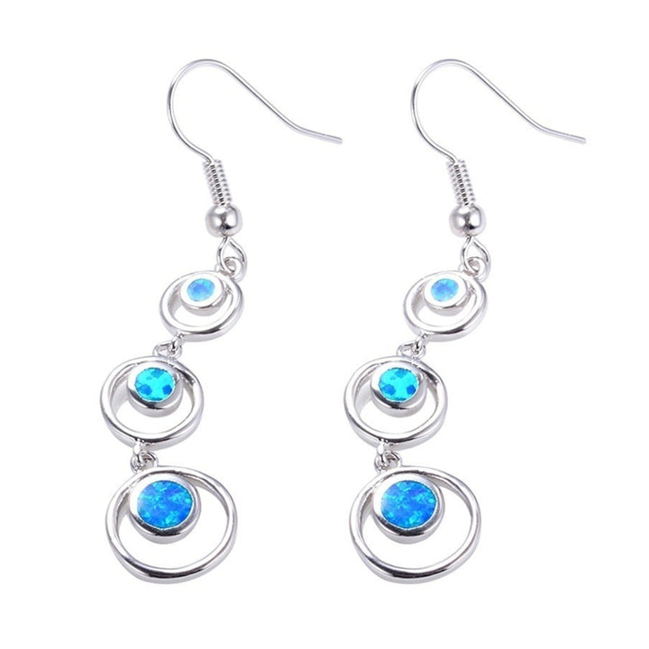 1 Pair Women Earrings Long Symmetric Round Hoop Eye-catching Dangle Earrings for Prom Image 3