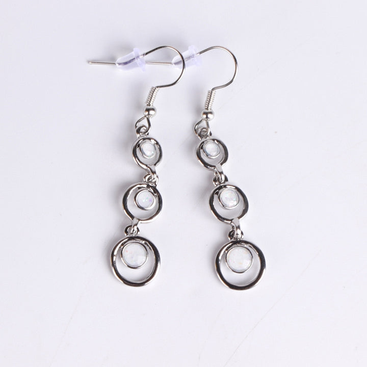 1 Pair Women Earrings Long Symmetric Round Hoop Eye-catching Dangle Earrings for Prom Image 7