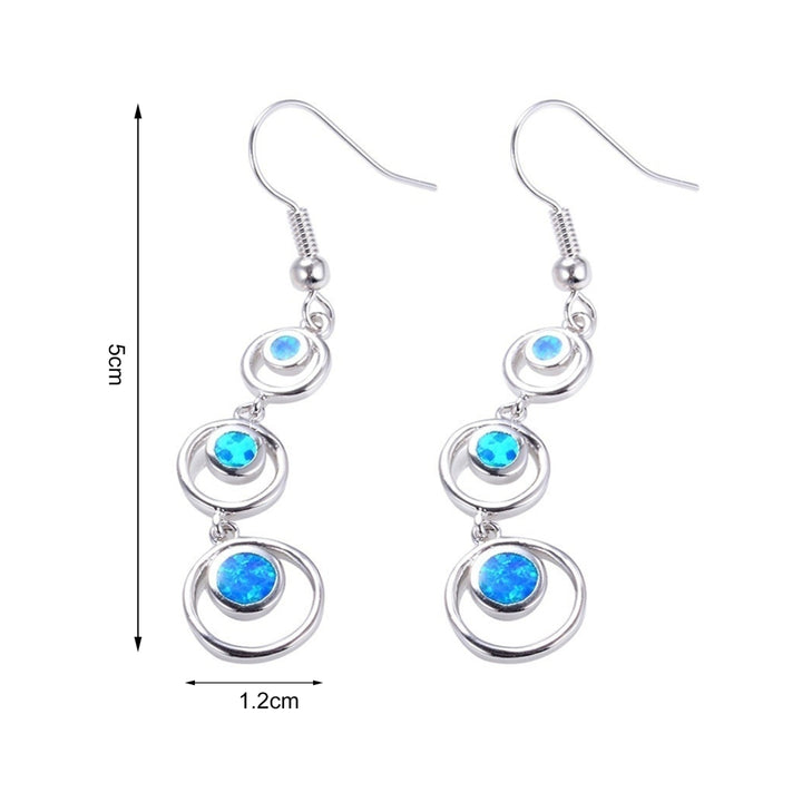 1 Pair Women Earrings Long Symmetric Round Hoop Eye-catching Dangle Earrings for Prom Image 11