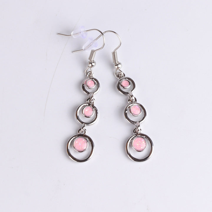 1 Pair Women Earrings Long Symmetric Round Hoop Eye-catching Dangle Earrings for Prom Image 12