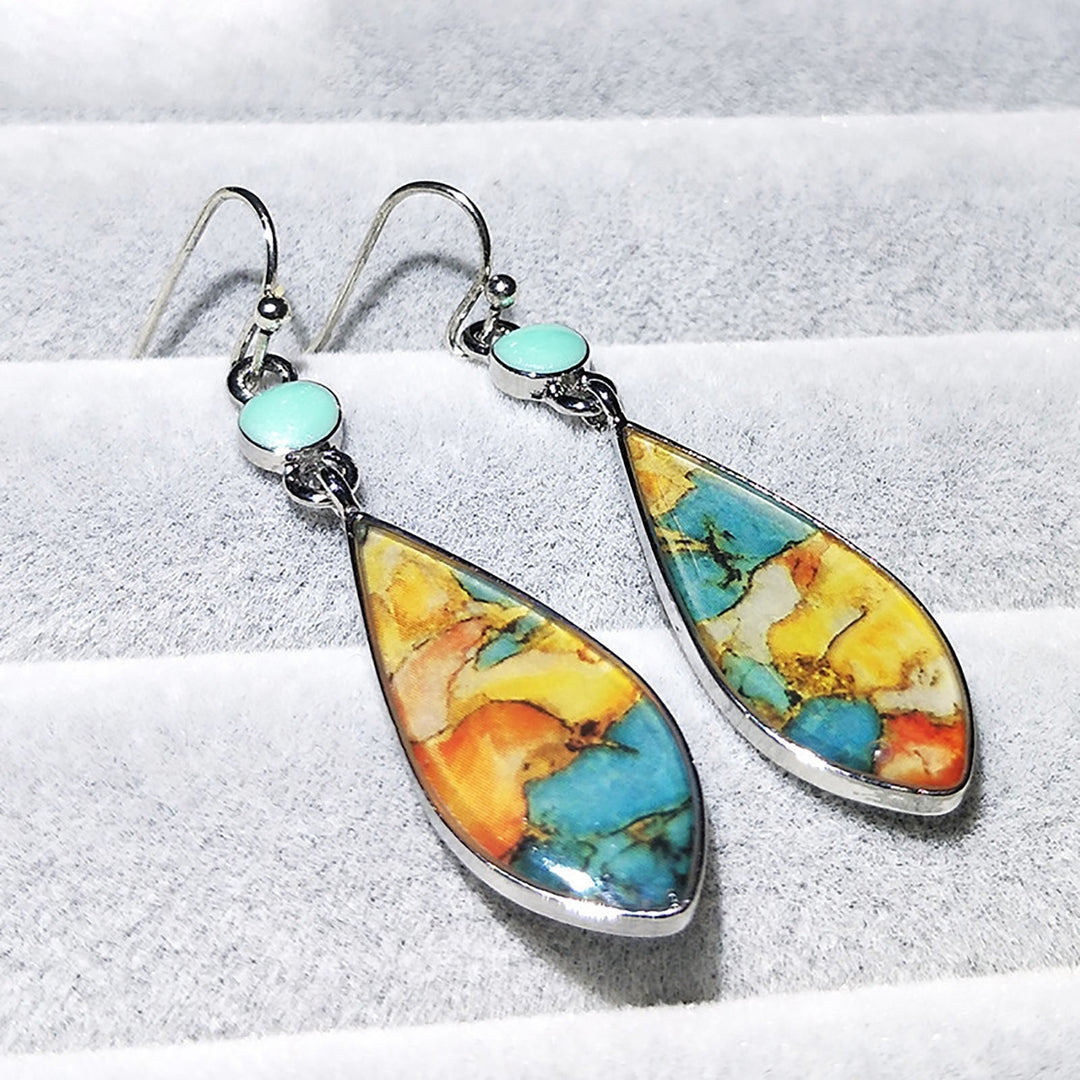 1 Pair Water Drop Shape Piercing Dangle Earrings Charm Gift Lady Colored Painted Glass Hook Earrings Party Jewelry Image 4