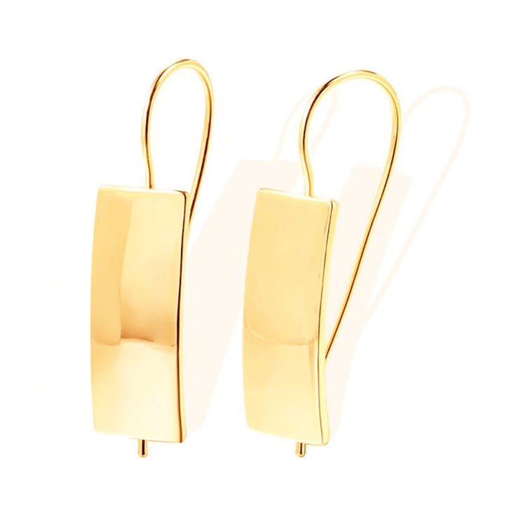 1 Pair Piercing Hook Earrings Simple Golden Rectangle Design Clip Earrings for Party Image 4
