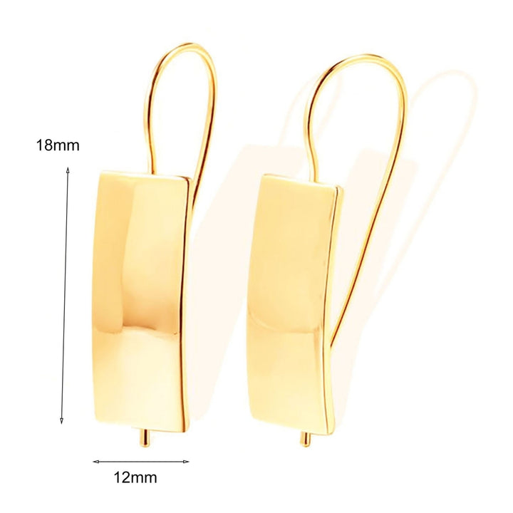 1 Pair Piercing Hook Earrings Simple Golden Rectangle Design Clip Earrings for Party Image 6