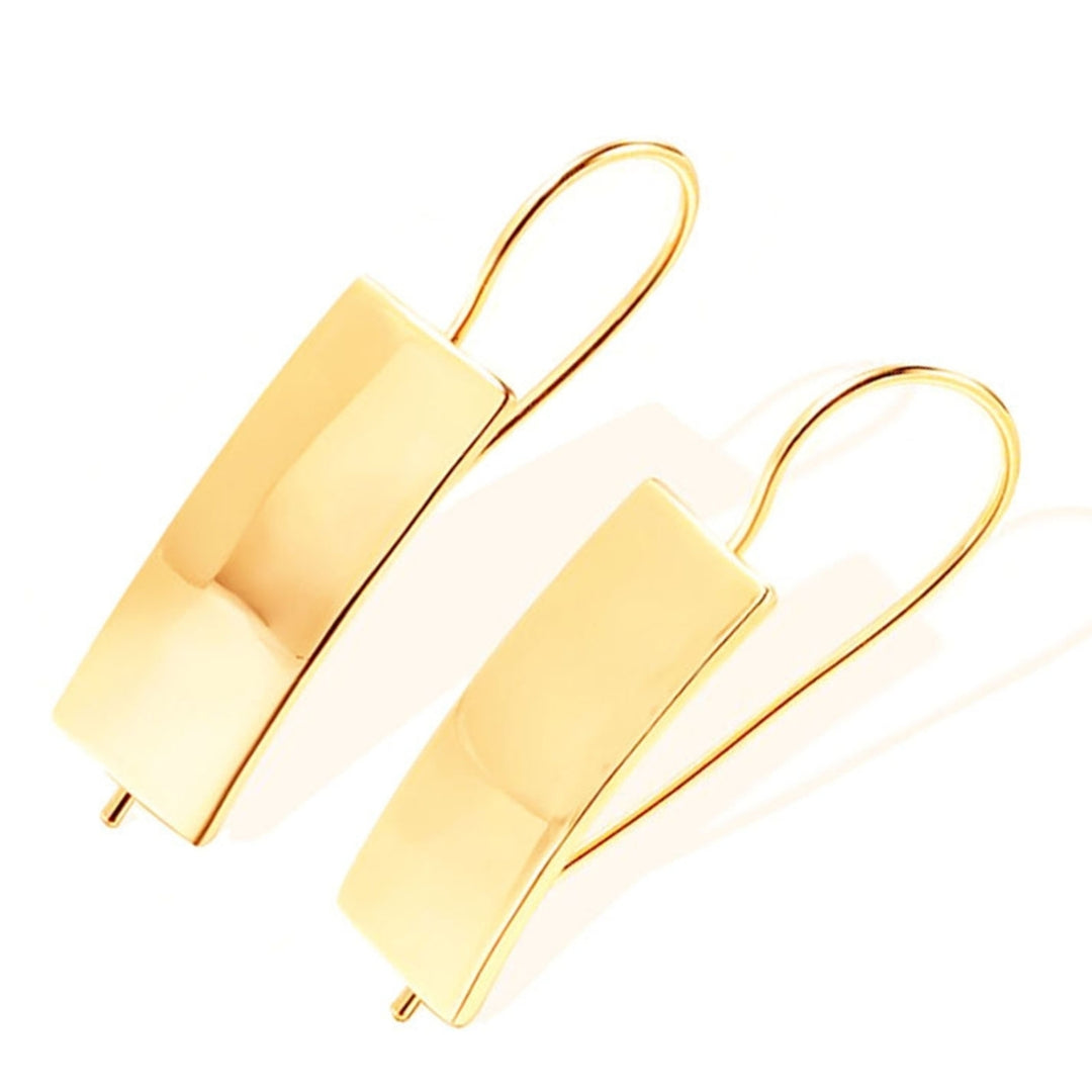 1 Pair Piercing Hook Earrings Simple Golden Rectangle Design Clip Earrings for Party Image 10