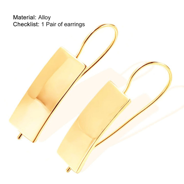1 Pair Piercing Hook Earrings Simple Golden Rectangle Design Clip Earrings for Party Image 12