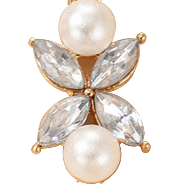4Pcs Women Ear Studs Flower Shape Rhinestones Jewelry Electroplating Sparkling Stud Earrings for Daily Wear Image 12