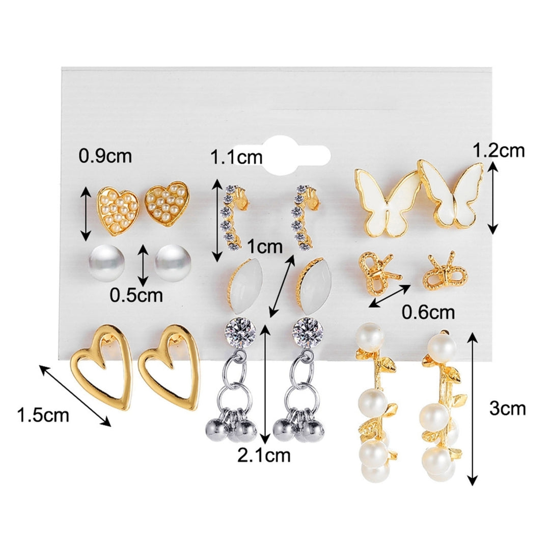 1 Set Stud Earrings Heart Rhinestone Acrylic Fashion Appearance Sparkling Earrings for Daily Wear Image 7