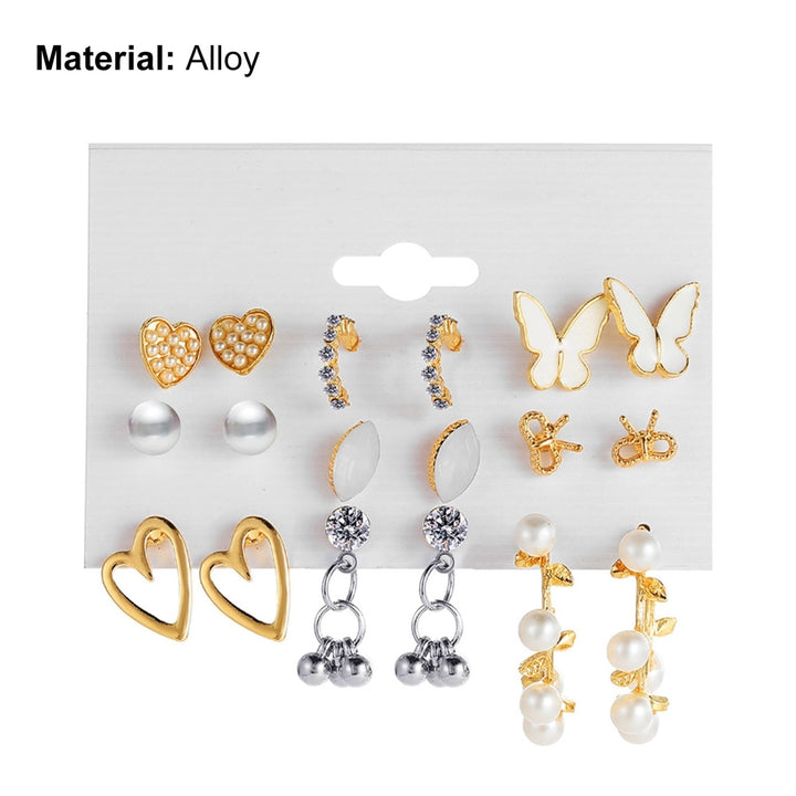 1 Set Stud Earrings Heart Rhinestone Acrylic Fashion Appearance Sparkling Earrings for Daily Wear Image 11